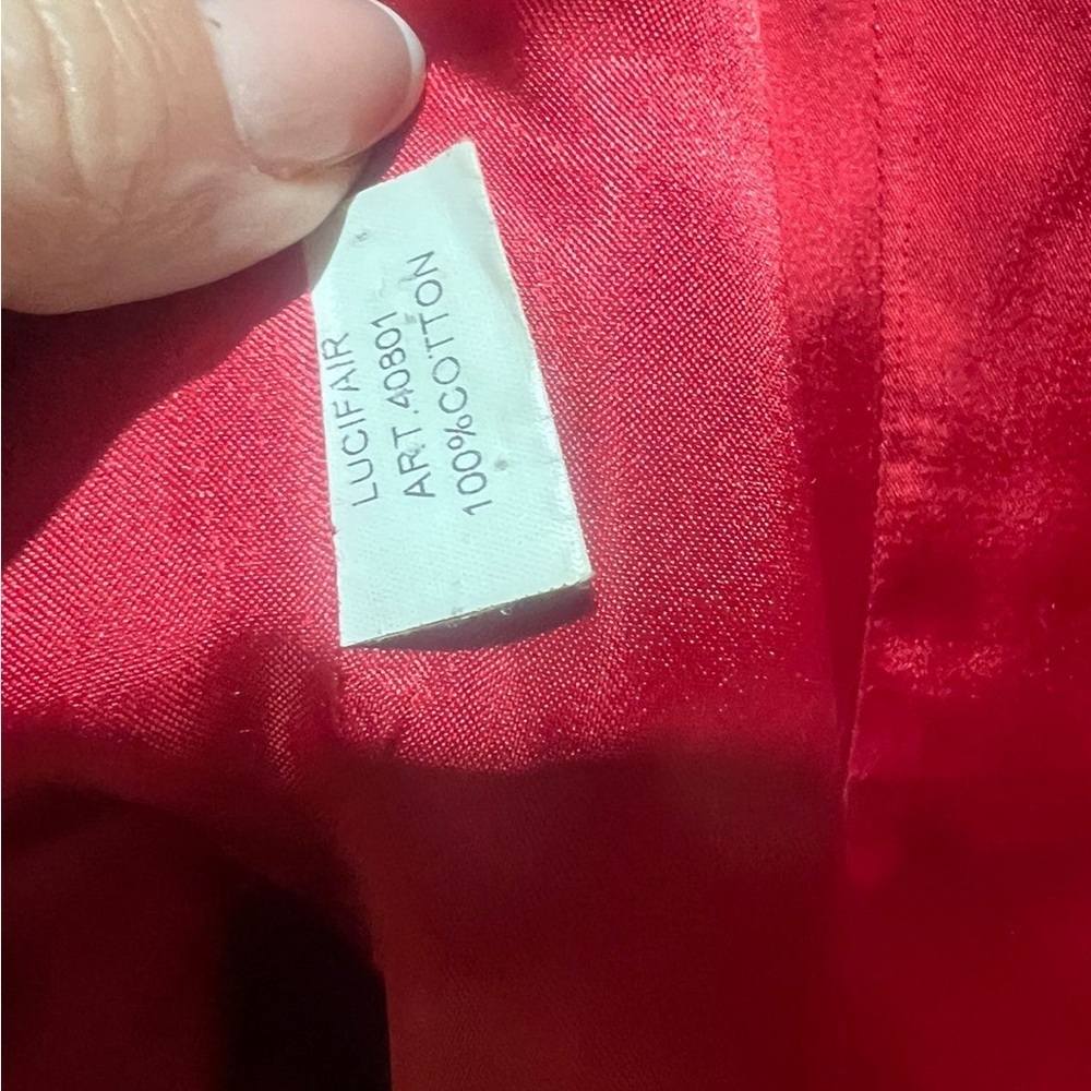 Red Velvet Cotton Coat | Size 10 | Cinched Waist | Winter Statement Jacket - Picture 8 of 8